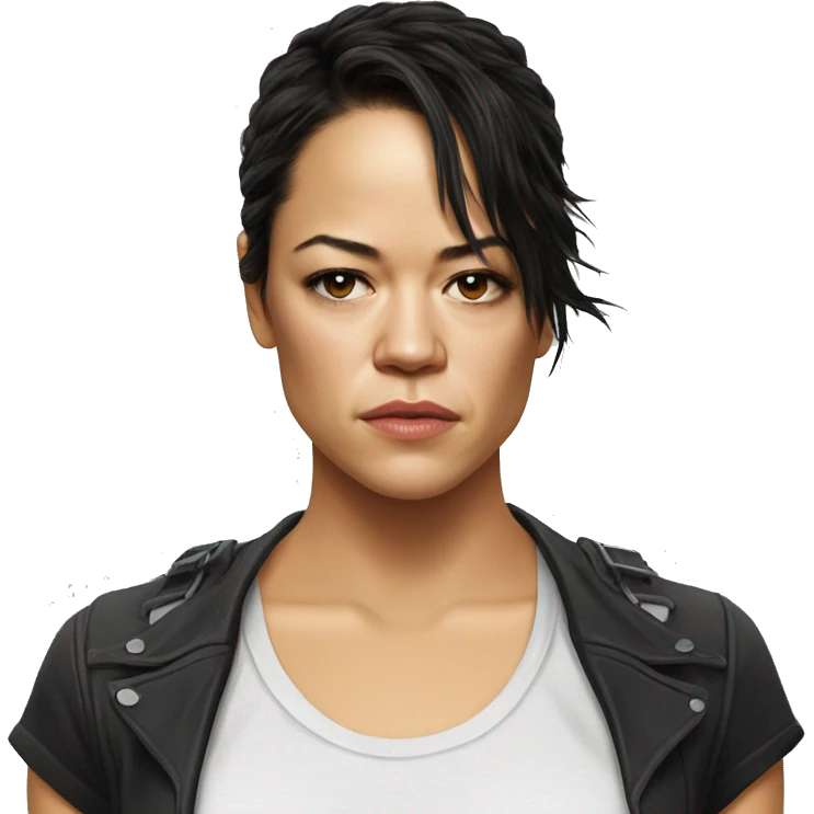 michelle rodriguez serious wearing tee emoji