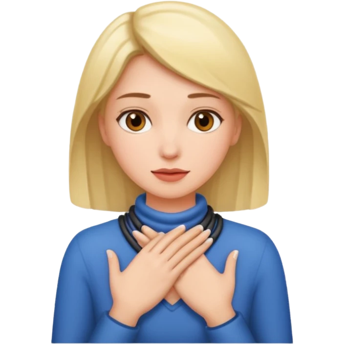 Woman holding her hands around her neck  emoji