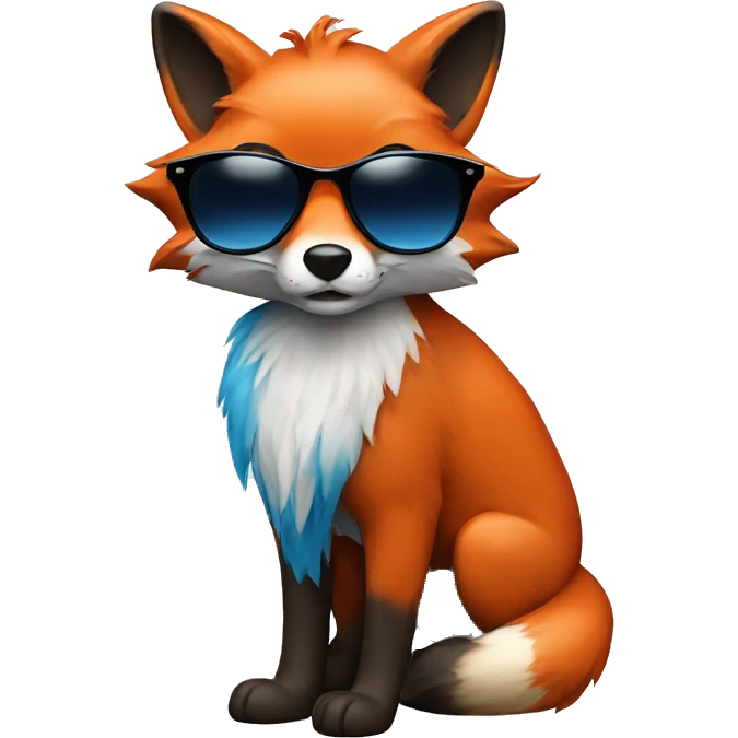 Red Fox with blue hair and sunglasses emoji