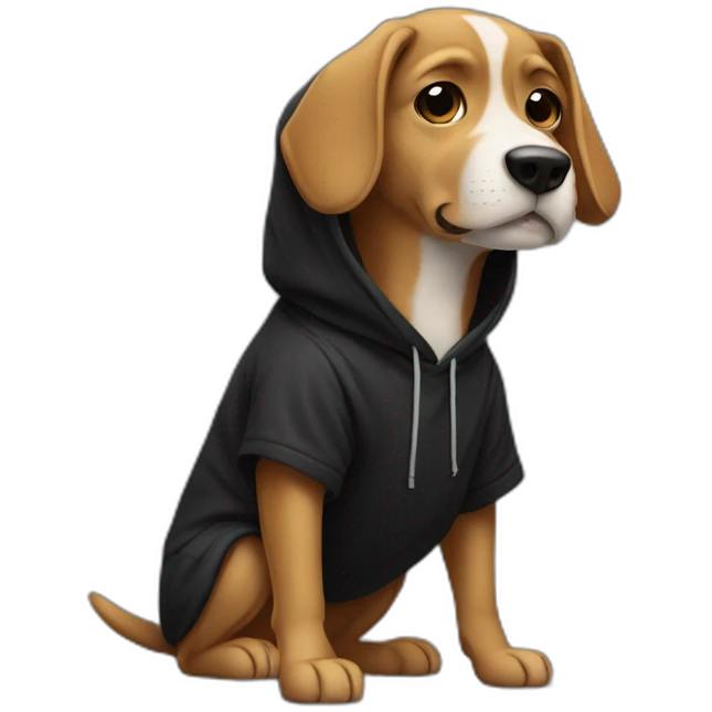Dog wearing a black hoodie  emoji