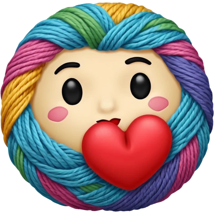 Colorful yarn ball with face expression 😘 emoji