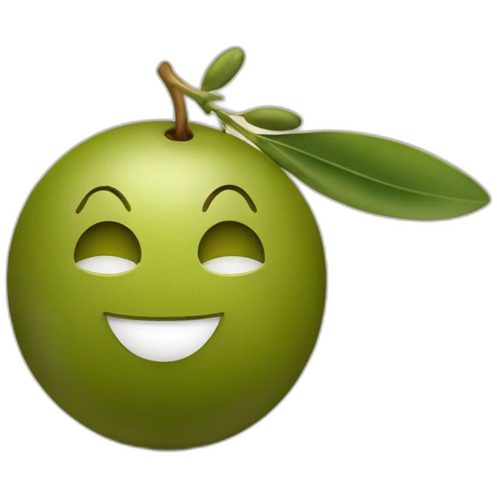 an olive on top of an olive smiling emoji