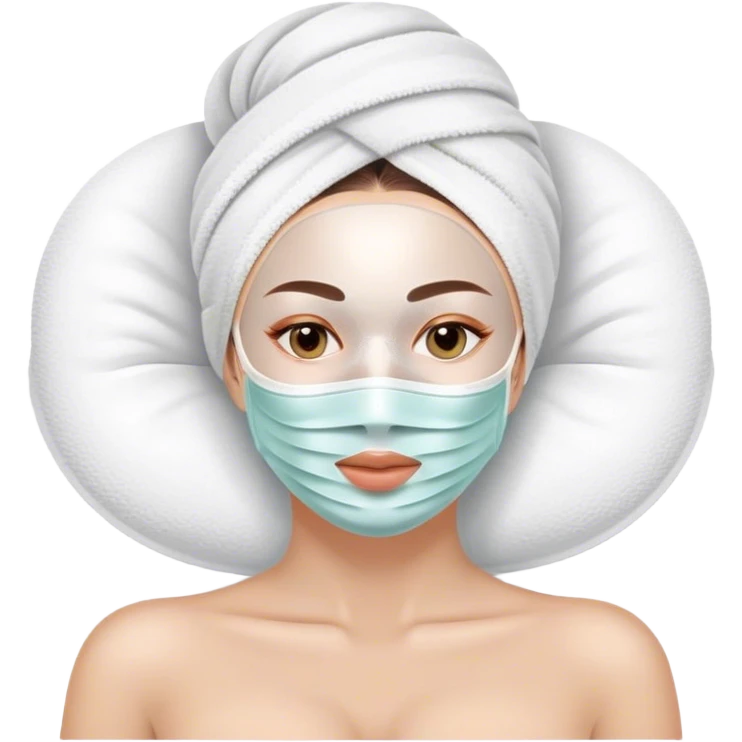 Lady with face mask spa beauty full face relaxing emoji