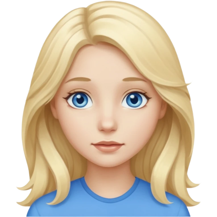 A pale girl with blue eyes and blonde and long slightly wavy hair  emoji