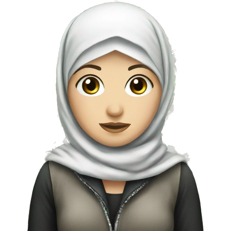 White girl with hijab and Palestinian keffiyeh emoji