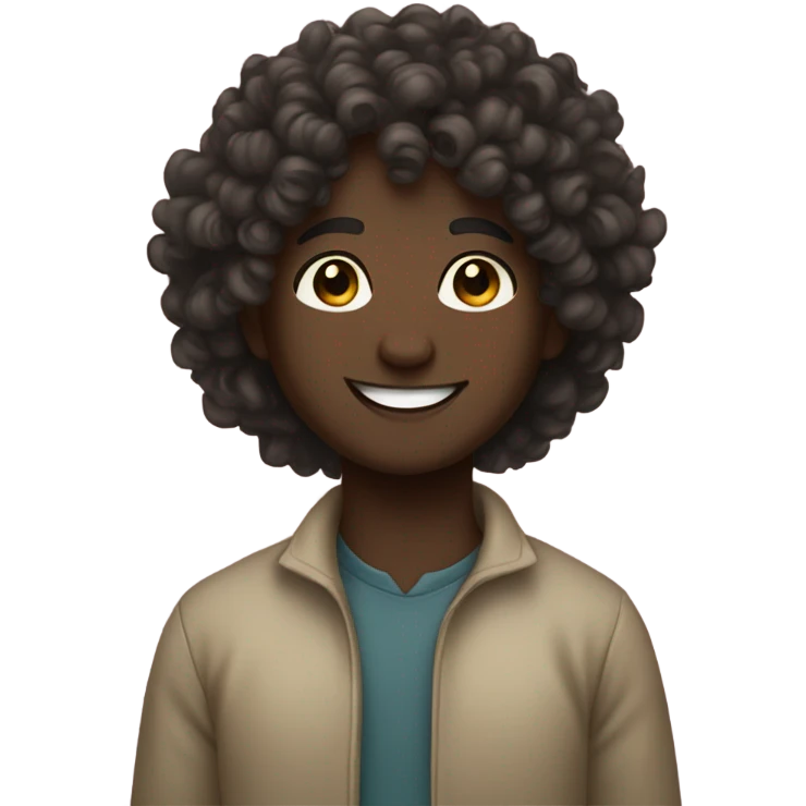 Pfp happy with curly hair and little dark skin  emoji
