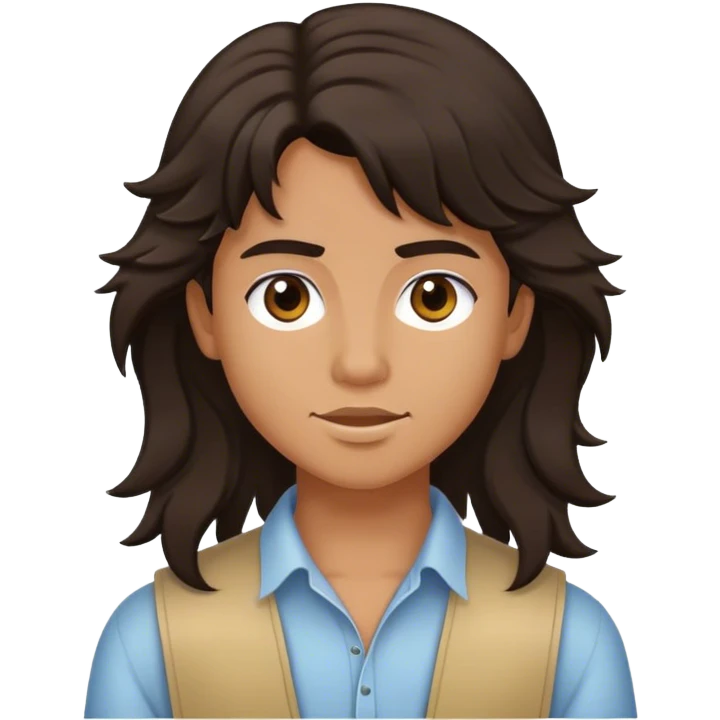 matt girl with mullet wavy dark hair emoji