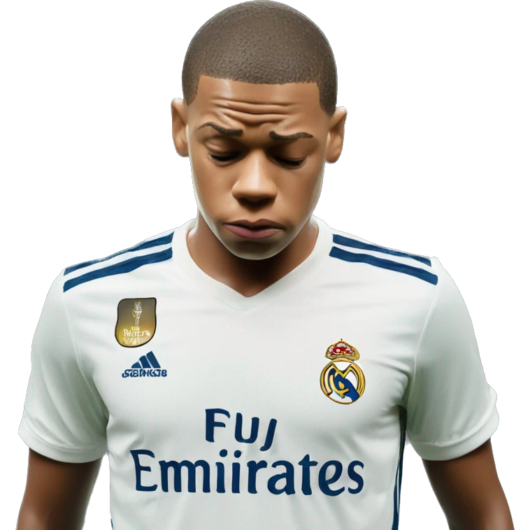 Mbappe sadness  in real madrid jersey emoji