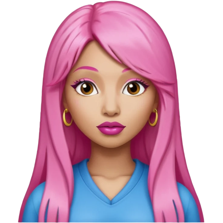 Nicki Minaj with long pink hair emoji