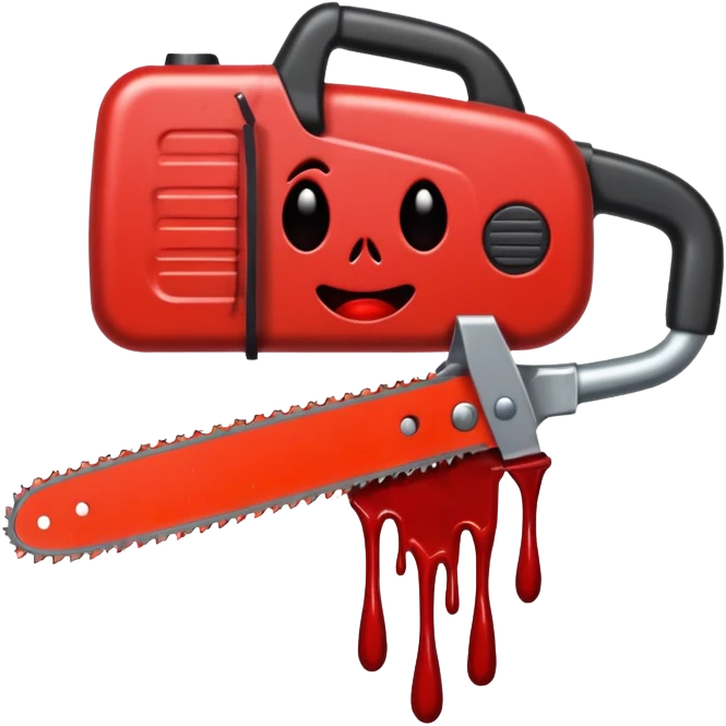 Chainsaw, blood dripping, cartoon horror emoji, no background emoji