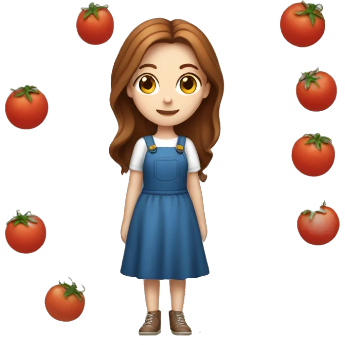 white girl with brown hair dressed as tomato emoji