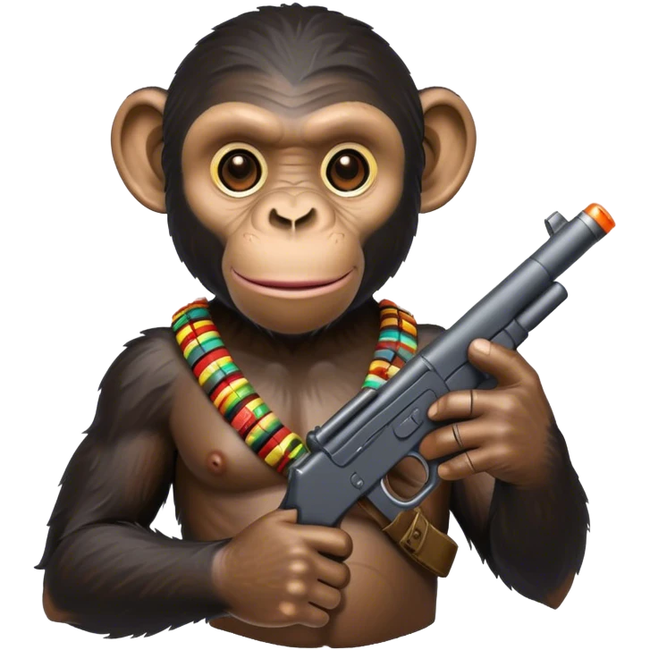 Chimpanzee with war paint and toy gun emoji