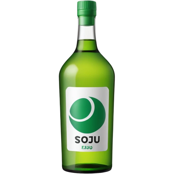 green soju bottle with white label, simple iconic emoji