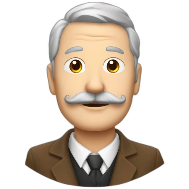 père blanc, chatain et avec une moustache emoji