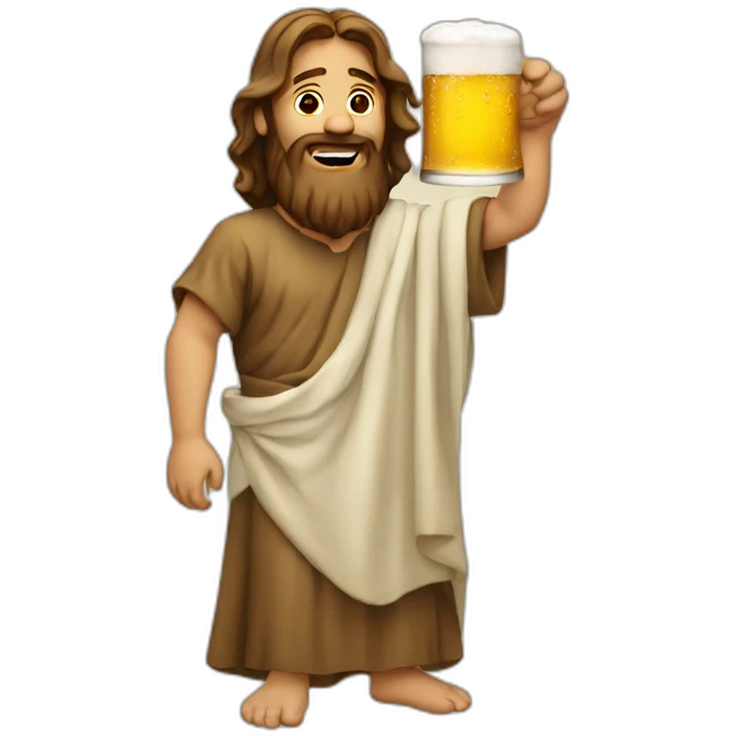 Jesus driking a beer emoji