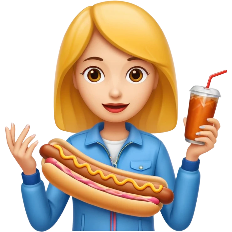 tourist woman holding hot dog emoji