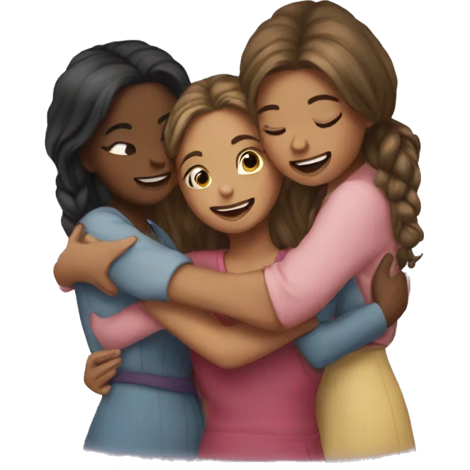 Five girls hugging  emoji