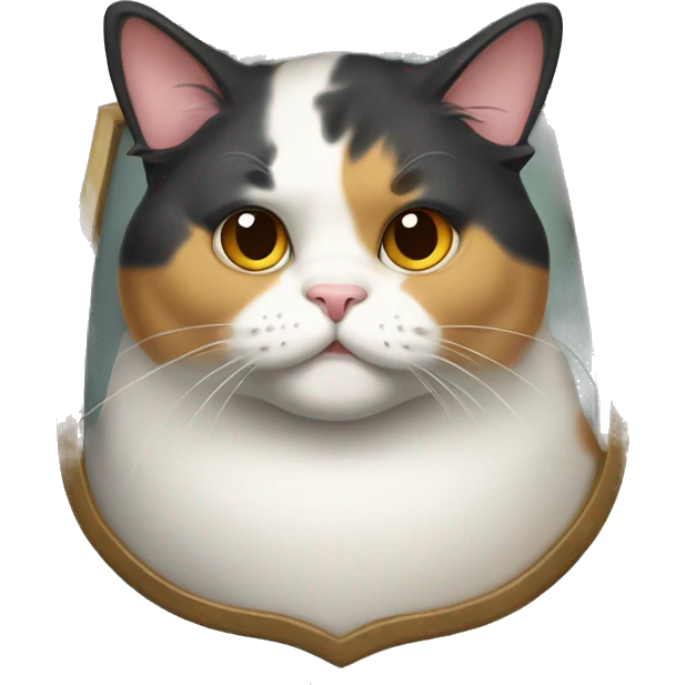 Fat calico cat with a shield  emoji