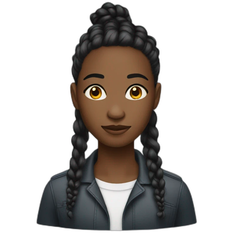 Ado noire cheveux africain emoji
