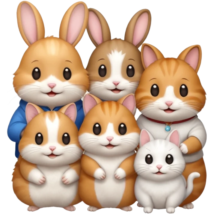 A hamster had three friends, the cat and rabbit they are from Chiikawa emoji