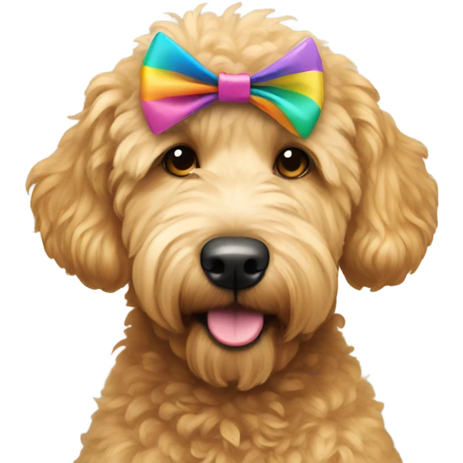 Golden doodle with a bow emoji