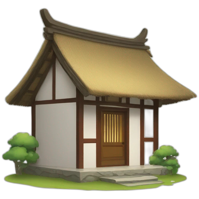 a simple house with a thatched roof in the Chinese style emoji