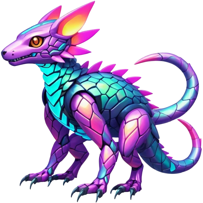 Tropical exotic futuristic lush warm-colored modern colorful neon-colored cyber-Fakémon-Digimon-Trico-creature emoji