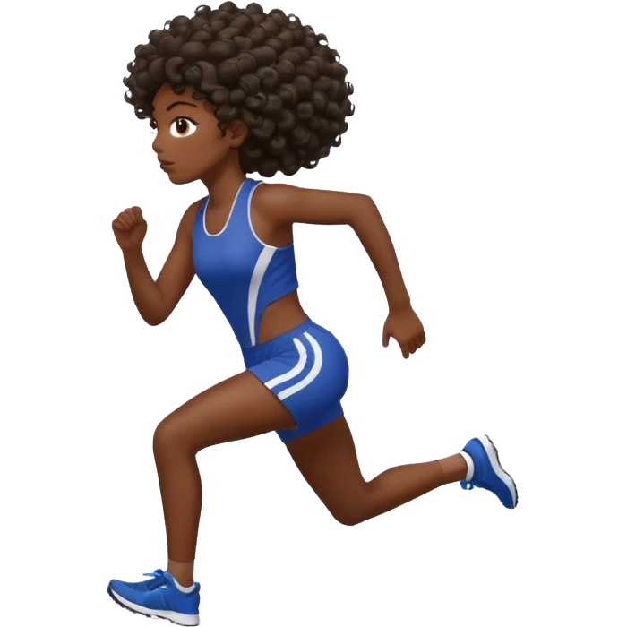 Treino de corrida mulher morena de cabelos cacheados caindo nas costas emoji