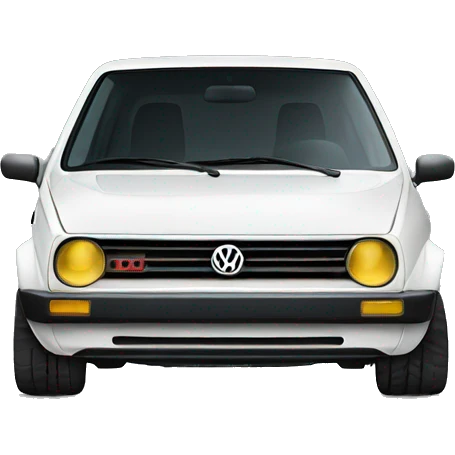 Volkswagen Golf with horns sitting on the hood emoji