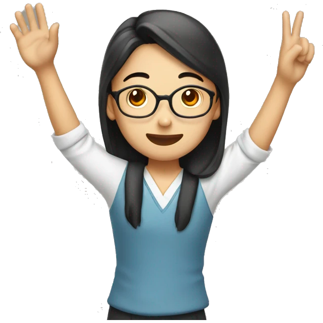 aisian students raising hand emoji