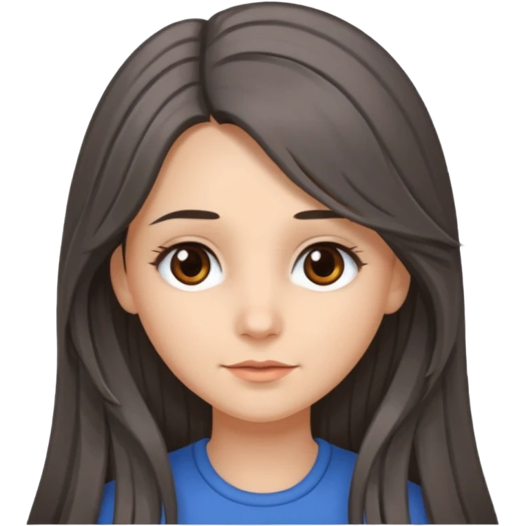 brunette girl long hair with strands of gray hairs emoji