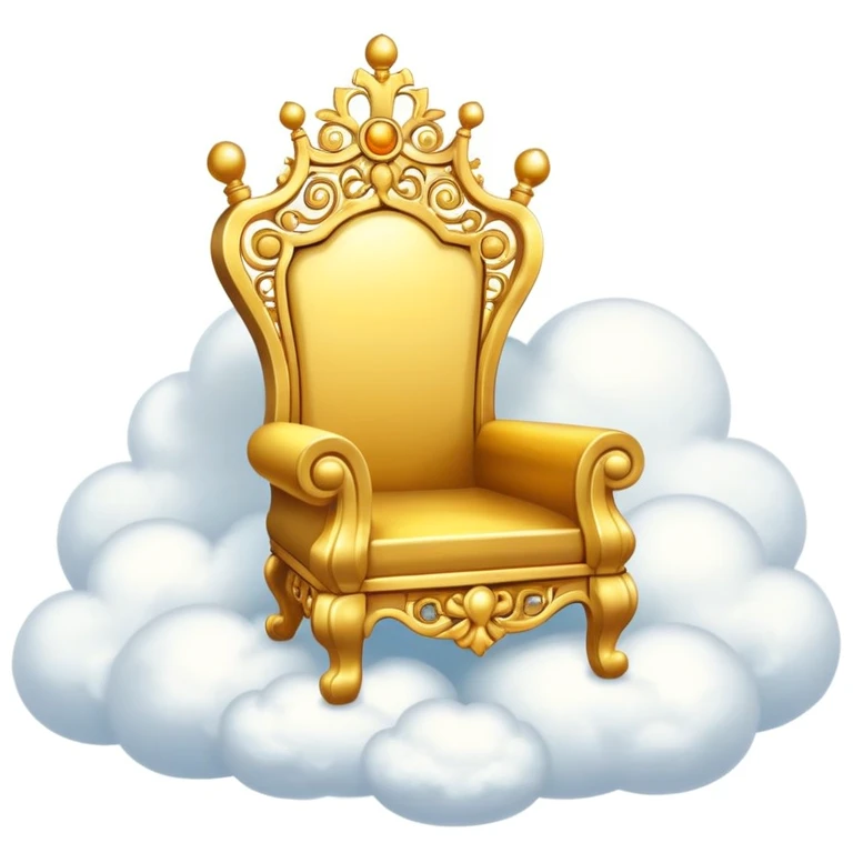 A majestic golden throne sitting on fluffy white clouds emoji