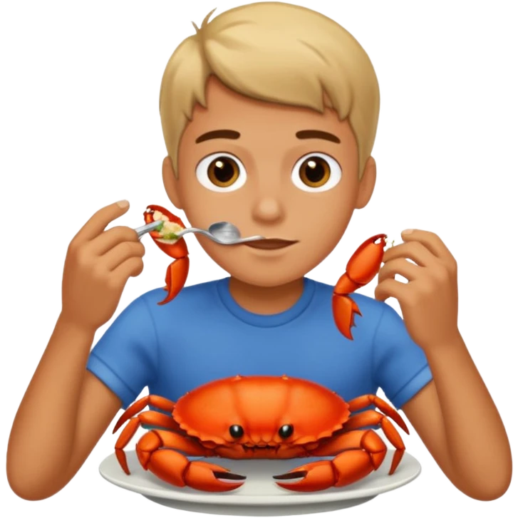 boy eating a lot of crab  emoji