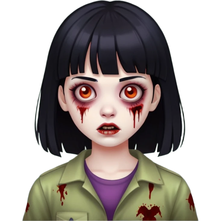 girl zombie with black hair and bangs emoji