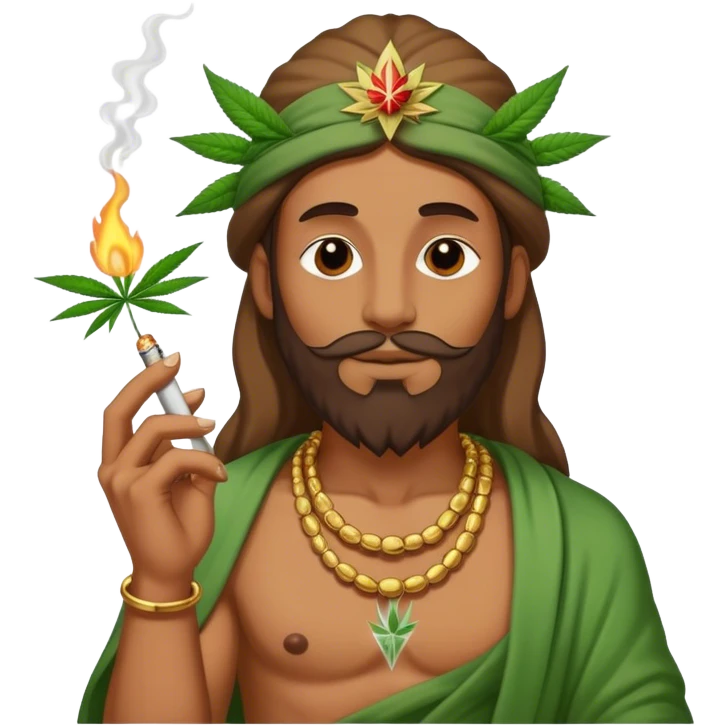 Stoner god with marijuana joint smoking emoji