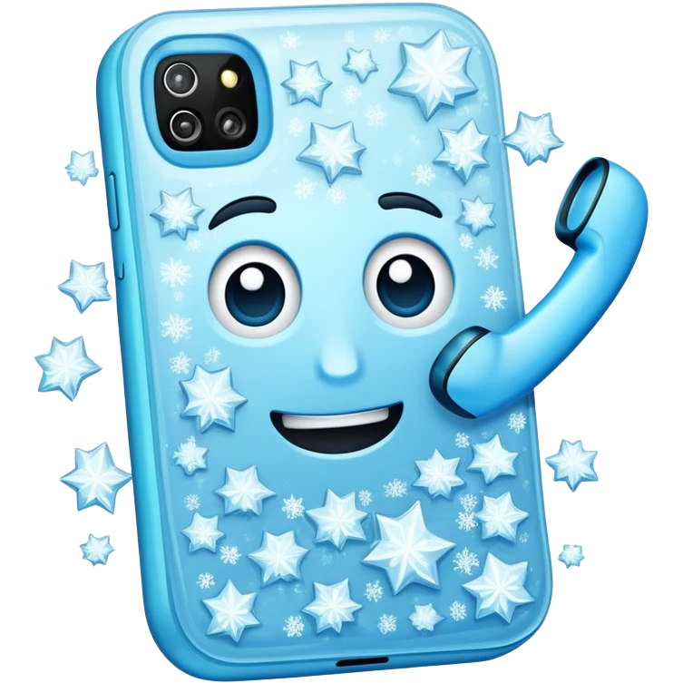 Phone with ice crystals on it representing a cold call in sales emoji