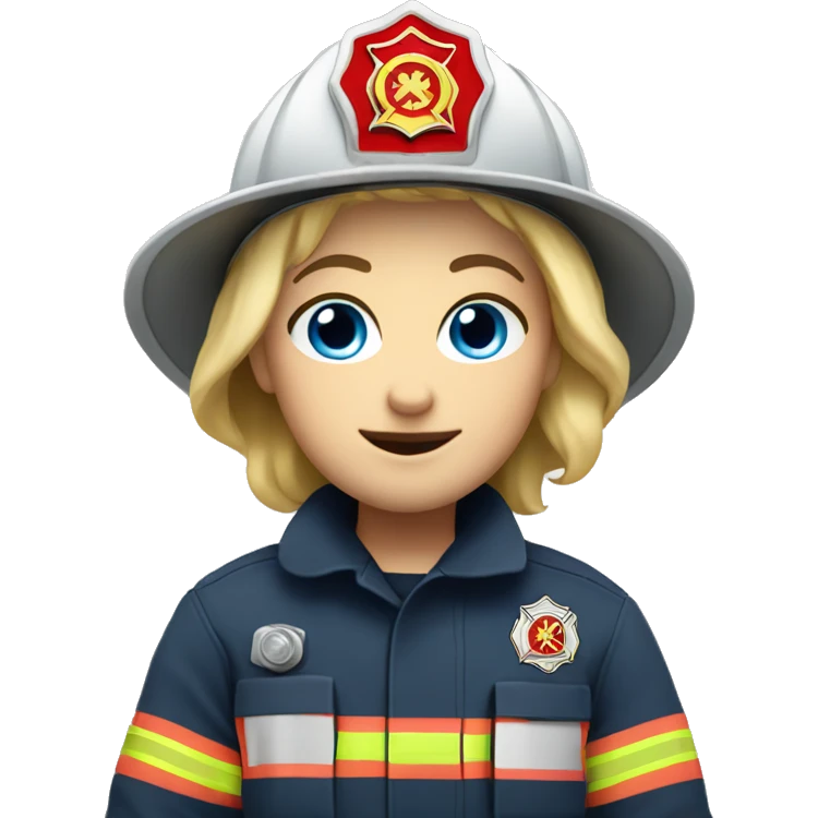 Blonde blue small eyes firefighter  emoji