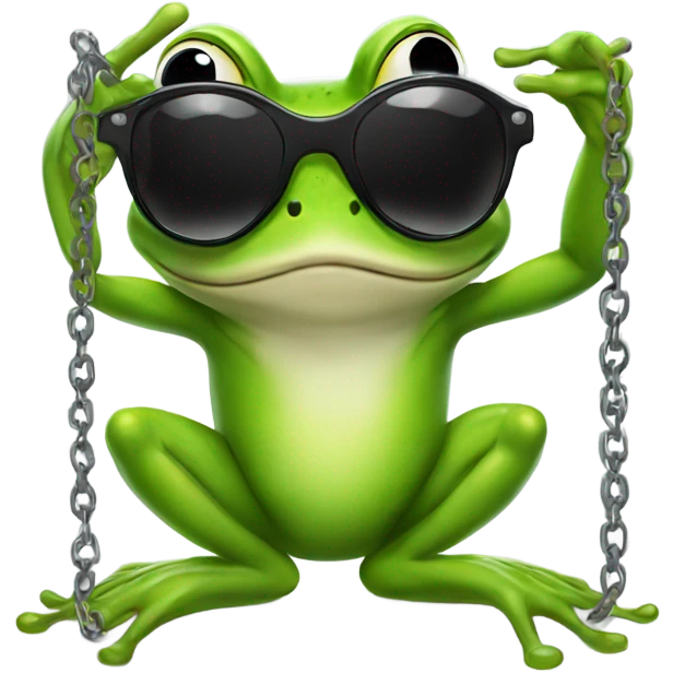 Frog with chains and sunglasses flipping me off emoji