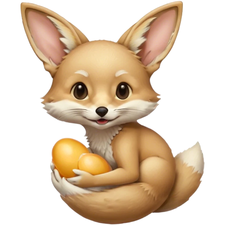 fennec carrying an unpeeled egg with his mouth emoji