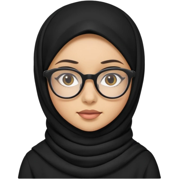 Chica con hijab negro y gafas emoji