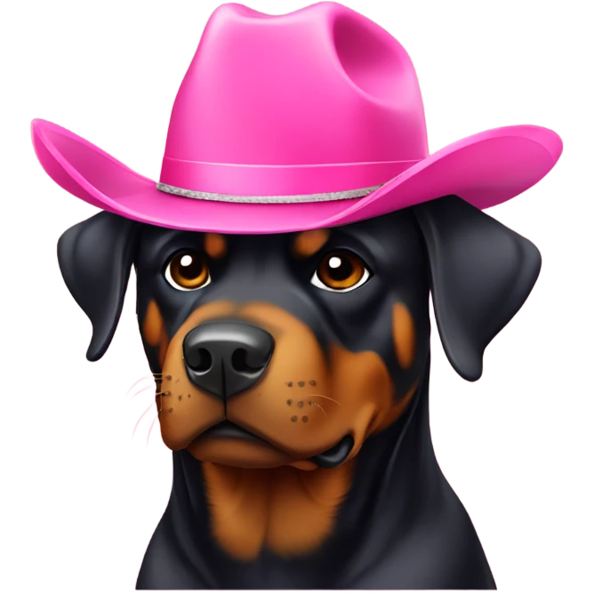rottweiler with pink cowboy hat emoji