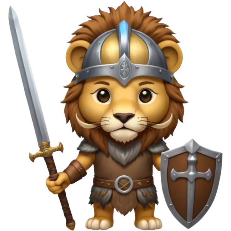 lion with viking helmet and sword behind emoji