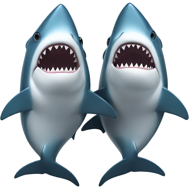 Two sharks holding fins emoji