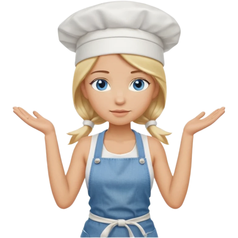 Sexy Full body  pretty
Long Blonde hair blue eyed female chef arms folded wearing tank top and denim shorts and chef hat arms folded emoji
