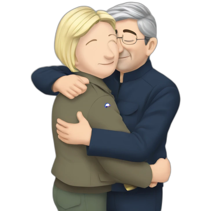 Marine lepen hugging jean melenchon  emoji