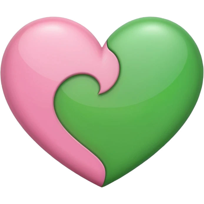 half pink half green heart emoji