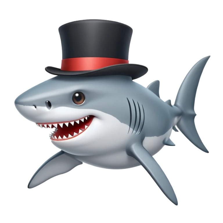 Shark with a top hat emoji