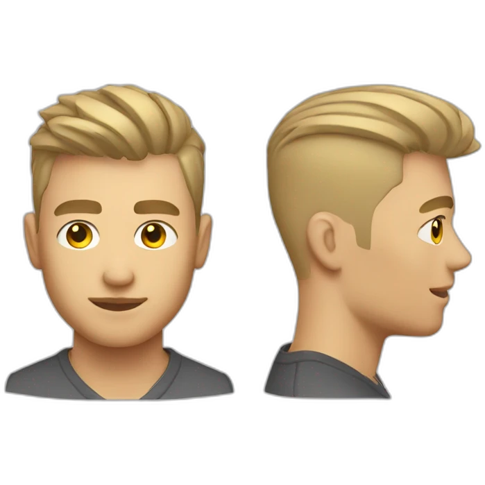 White male UX designer with asymmetrical undercut high fade emoji