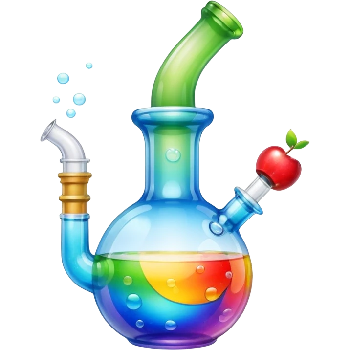 colorful glass bong with bubbles apple style emoji emoji