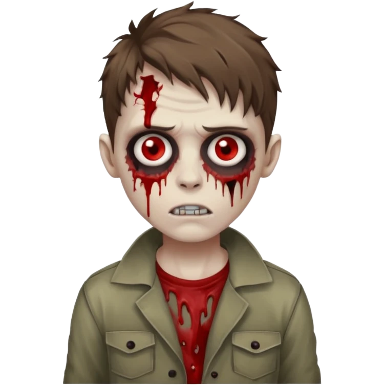 zombie boy with wavy brown hair emoji
